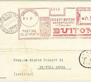 63267 - ITALY - POSTAL HISTORY - RED MECHANICAL POSTMARK 1937 - GASTRONOMY pasta