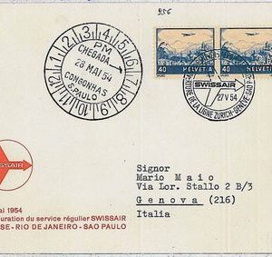 AVIATION 1st Flights -  POSTAL HISTORY - SWITZERLAND Swissair Zurich / Sao Paolo