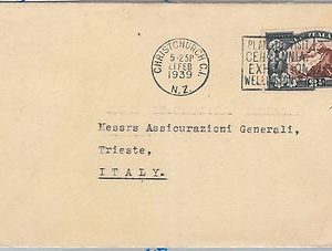 56316  -  NEW ZELAND -  POSTAL HISTORY:  COVER to ITALY  1939