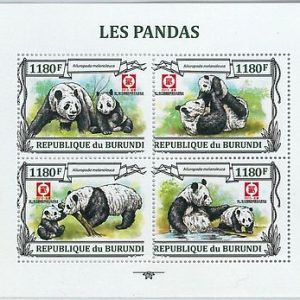 BURUNDI - ERROR, MISSPERF SHEET: PANDA BEARS, FAUNA, ANIMALS
