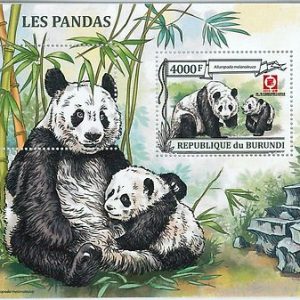 BURUNDI - ERROR, MISSPERF SHEET: PANDA BEARS, FAUNA, ANIMALS