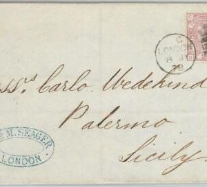 50708  - GB -  POSTAL HISTORY -    COVER to PALERMO Italy 1878
