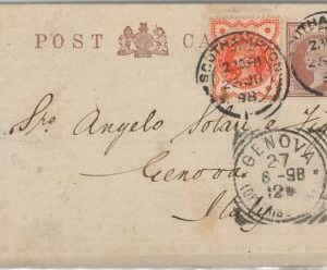 50669 -GB -  POSTAL HISTORY - PRIVATE  STATIONERY CARD with  PERFIN STAMPS  1898