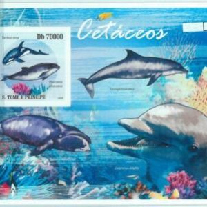M1603 - S TOME & PRINCIPE, ERROR,2009 IMPERF SHEET: Cetaceans Marine Life, Orcas