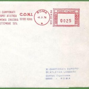 af3685 - ITALY - POSTAL HISTORY - Red MECHANICAL POSTMARK  1974 sport ATHLETICS