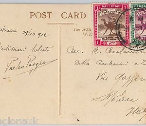 S DAN Khartoum --  POSTAL HISTORY: POSTCARD to ITALY 1912 -- CAMMELS