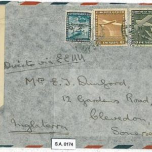 SA0174 - CHILE - POSTAL HISTORY -  AIRMAIL COVER to UK - AMERICAN CENSOR TAPE