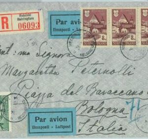 95506 - FINLAND - Postal History - REGISTERED AIRMAIL COVER  1948 - Red Cross