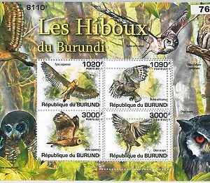 M0763 - BURUNDI - ERROR, 2011 MISSPERF SHEET: OWELS, BIRDS, ANIMALS, FAUNA