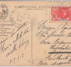 45274  -  SENEGAL -  POSTAL HISTORY:  POSTCARD to ARGENTINA ! 1913