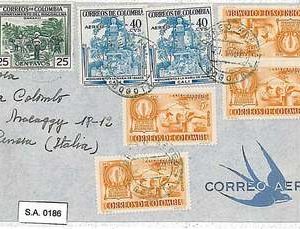 Fruit: Bananas - COLOMBIA - POSTAL HISTORY  -  AIRMAIL COVER to ITALY - 1958