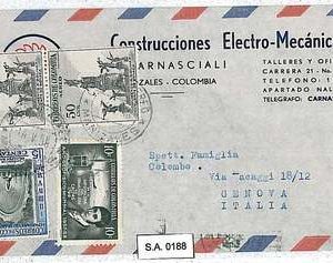 COLOMBIA - POSTAL HISTORY  -  AIRMAIL COVER to ITALY  1958