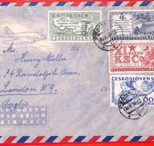 aa0621 - CZECHOSLOVAKIA - Postal History - COVER to ENGLAND 1956 Politics PEACE