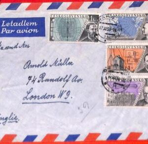aa0614 - CZECHOSLOVAKIA - Postal History - AIRMAIL COVER to ENGLAND 1959 Science
