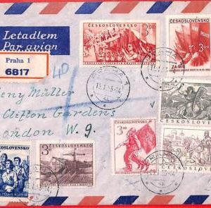 aa0613 - CZECHOSLOVAKIA - Postal History -  REGISTERED COVER to ENGLAND 1953