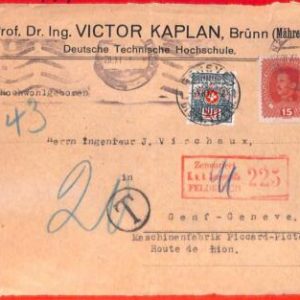 aa0607 - CZECHOSLOVAKIA Austria - POSTAL HISTORY - BRNO to SWITZERLAND Taxed