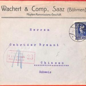 aa0619 - CZECHOSLOVAKIA Austria - POSTAL HISTORY Cover from SAAZ to SWITZERLAND