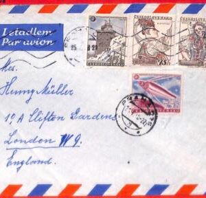 aa0620 - CZECHOSLOVAKIA - Postal History - COVER to ENGLAND 1958 Science SPACE