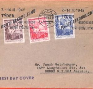 aa0610 - CZECHOSLOVAKIA - Postal History - FDC COVER 1948 Alcohol Abuse