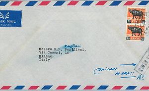 61363  - KENYA  - POSTAL HISTORY -  COVER to ITALY 1969 - FAUNA Animals