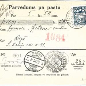 68987 - LATVIA - POSTAL HISTORY -  MONEY ORDER :  MADONA 1928