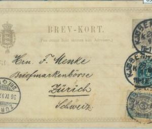 85090 - Denmark - POSTAL HISTORY -   STATIONERY CARD to SWITZERLAND 1897