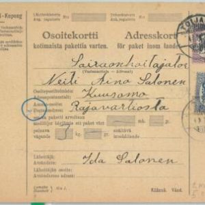 66670 - FINLAND - Postal History - PARCEL MAIL Formular CARD 1928
