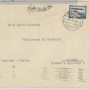 65754 - LATVIA - POSTAL HISTORY -   COVER to ITALY -  1939