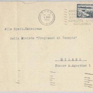 65755 - LATVIA - POSTAL HISTORY -   COVER to ITALY -  1939