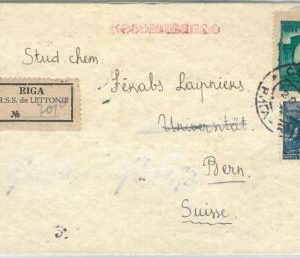 69054 - RUSSIA / LATVIA - POSTAL HISTORY - REGISTERED  COVER to SWITZERLAND 1946