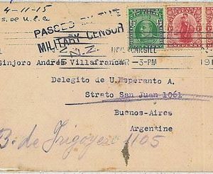 POSTAL HISTORY -  NEW ZEALAND: cover to ARGENTINA with NZ CENSOR MARKS 1915
