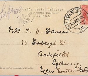 58427  -  SPAIN  - POSTAL HISTORY: MEDALLON  on POSTCARD to NSW AUSTRALIA - 1905