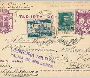 58432 - SPAIN - POSTAL HISTORY: STATIONERY CARD -  BALEARES MILITARY CENSOR 1938