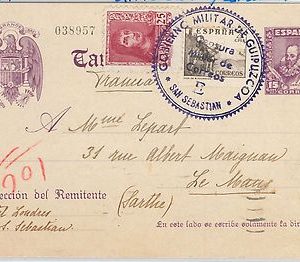 58431 - SPAIN - POSTAL HISTORY: STATIONERY CARD Laiz 82  MILITARY CENSOR 1939