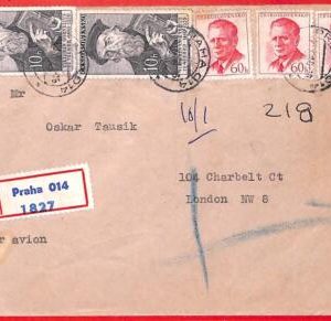 aa0629 - CZECHOSLOVAKIA - Postal History -  REGISTERED COVER to ENGLAND 1960