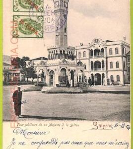 af2261 - TURKEY - VINTAGE POSTCARD - Smyrne to Spain - 1904
