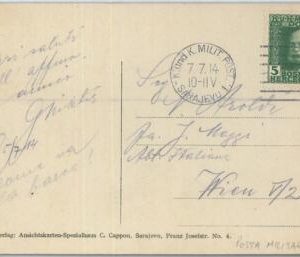 79520 - BOSNIA - POSTAL HISTORY - Military Postmark on POSTCARD 1914