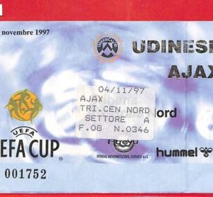C1574 - Collectible FOOTBALL TICKET stub - UEFA Cup  1997 :  UDINESE vs AJAX
