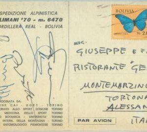 86881 - MOUNTAINEERING - Postal History: ITALIAN EXPEDITION to BOLIVIA 1970