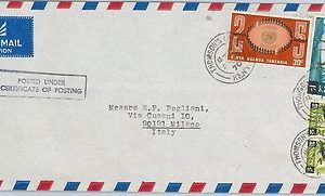 61387 - British KUT KENYA - POSTAL HISTORY -  MIXED FRANKING on COVER to ITALY