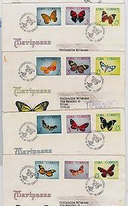BUTTERFLIES - POSTAL HISTORY - set of 5 FDC COVER to ITALY -  Scott # 996-1010