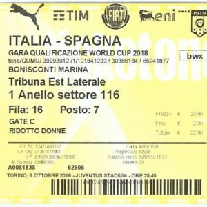 69409 -  BIGLIETTO PARTITA CALCIO 2018: ITALY /  SPAGNA - World Cup