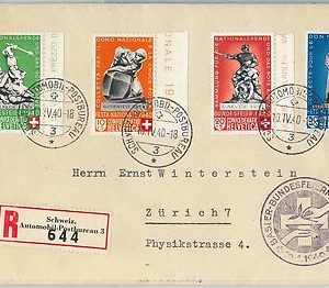 58451 -  SWITZERLAND - POSTAL HISTORY: SBHV # B3/B6 on REGISTERED COVER   1940