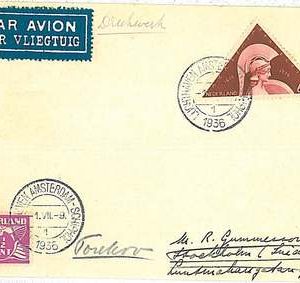 FIRST FLIGHT cover: MULLER # 241 - NETHERLANDS 1936