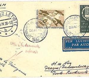 FIRST FLIGHT cover: MULLER #233 - NETHERLANDS 1936 AMSTERDAM  PRAGA