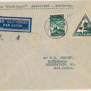FIRST FLIGHT cover: MULLER #190 - NETHERLANDS 1933 - AMSTERDAM / BANDOENG