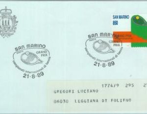 89812  - SAN MARINO - Postal History - SPECIAL POSTMARK on COVER Tennis  1989