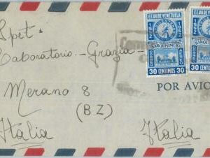 74548 - VENEZUELA - POSTAL HISTORY - Propaganda postmark on COVER  to ITALY 1952