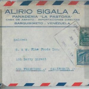 74554 - VENEZUELA - POSTAL HISTORY -  AIRMAIL COVER  to USA 1943 - CENSOR TAPE