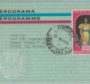74553 - VENEZUELA - POSTAL HISTORY -  Stationery AEROGRAMME  to SPAIN  1973